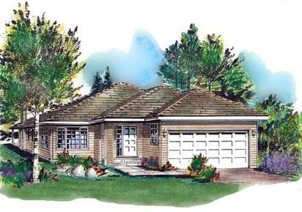 Narrow Lot One-Story Ranch Elevation of Plan 58663