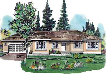 Florida One-Story Elevation of Plan 58664