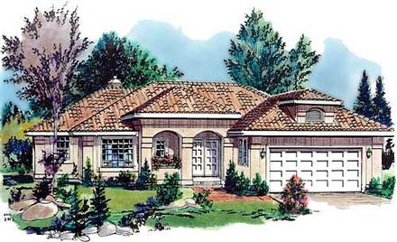 Florida One-Story Elevation of Plan 58670