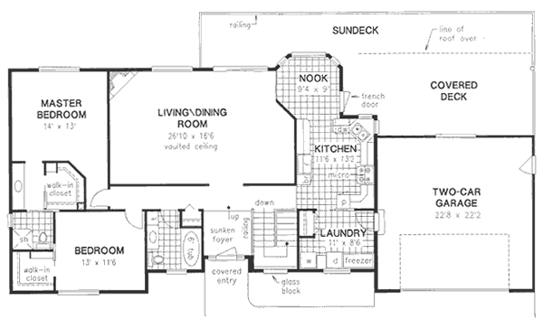 Florida One-Story Level One of Plan 58671