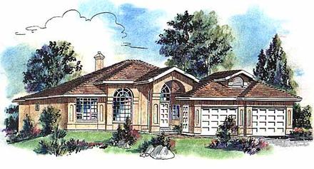 Florida One-Story Elevation of Plan 58676