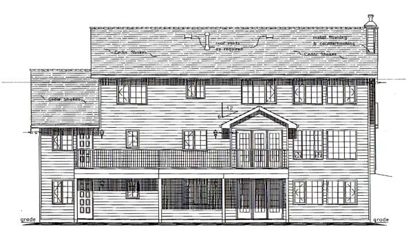 Country Rear Elevation of Plan 58683