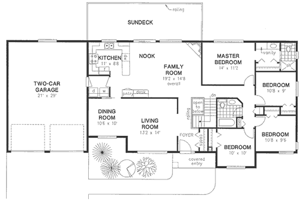 One-Story Ranch Level One of Plan 58689