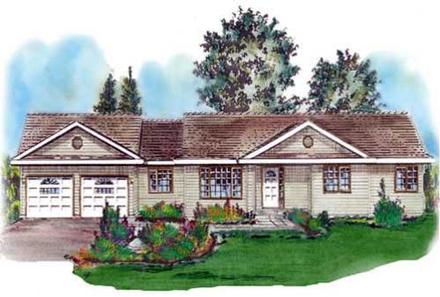 One-Story Ranch Elevation of Plan 58689