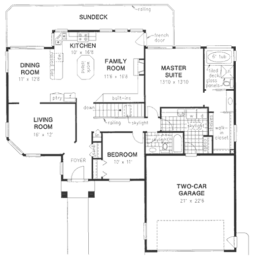 One-Story Ranch Level One of Plan 58698