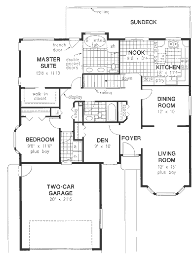 One-Story Ranch Level One of Plan 58700