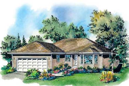 One-Story Ranch Elevation of Plan 58700