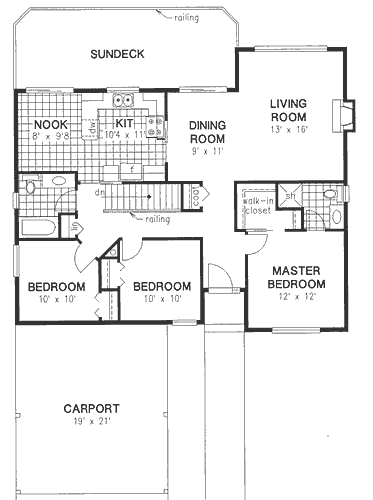 One-Story Ranch Level One of Plan 58702