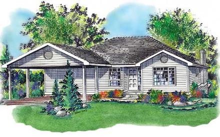 One-Story Ranch Elevation of Plan 58702