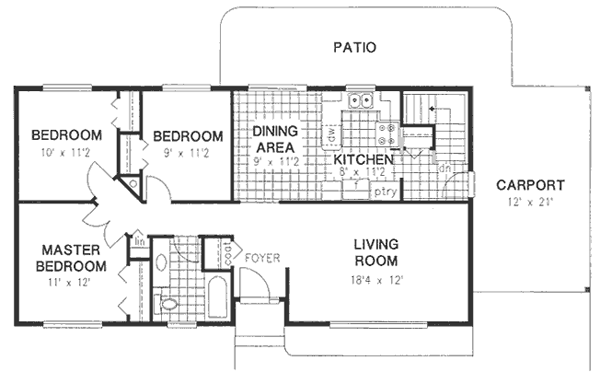 One-Story Ranch Level One of Plan 58703