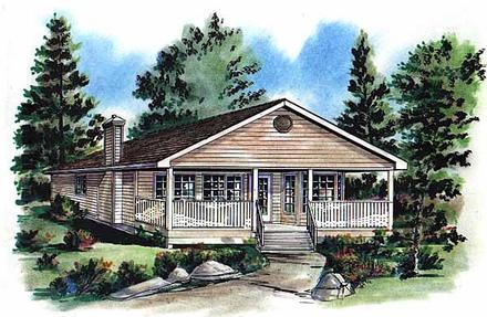 Narrow Lot One-Story Ranch Elevation of Plan 58704