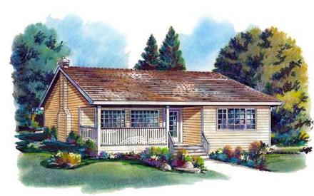 Narrow Lot One-Story Ranch Elevation of Plan 58705