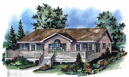 Narrow Lot One-Story Ranch Elevation of Plan 58707