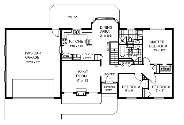 One-Story Ranch Level One of Plan 58718