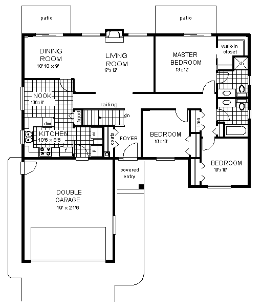 One-Story Ranch Level One of Plan 58721