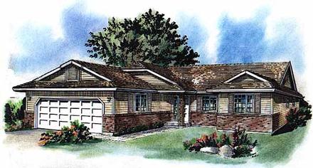 One-Story Ranch Elevation of Plan 58721