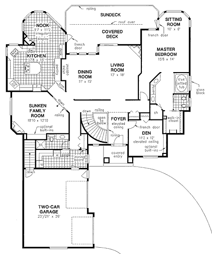 Mediterranean One-Story Level One of Plan 58730
