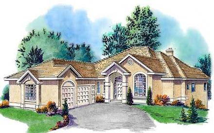 Mediterranean One-Story Elevation of Plan 58730