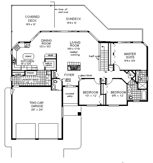 Florida One-Story Level One of Plan 58734