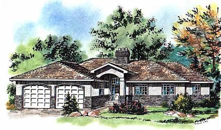 Florida One-Story Elevation of Plan 58734