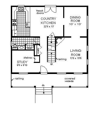 Bungalow Narrow Lot Level One of Plan 58738