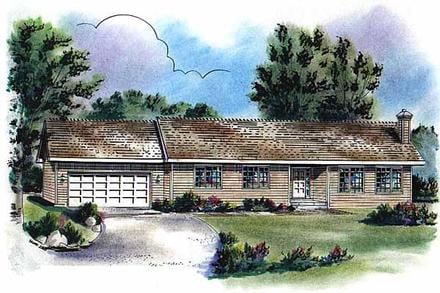 One-Story Ranch Elevation of Plan 58739
