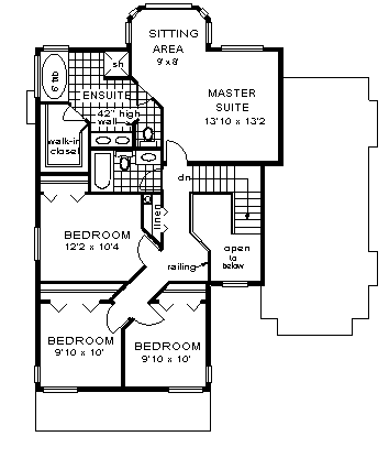 House Plan 58741 Second Level Plan