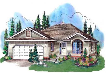 Narrow Lot One-Story Ranch Elevation of Plan 58742