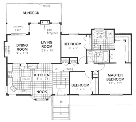 House Plan 58746 Second Level Plan