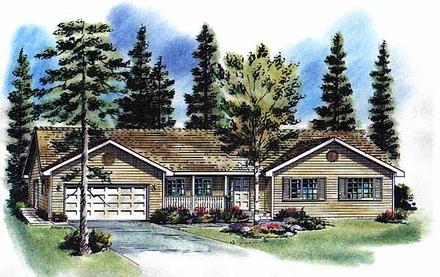 One-Story Ranch Elevation of Plan 58754