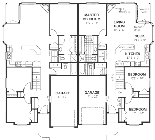One-Story Ranch Level One of Plan 58770
