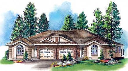One-Story Ranch Elevation of Plan 58770