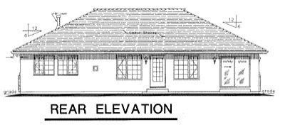 One-Story Ranch Rear Elevation of Plan 58771