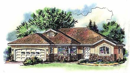 One-Story Ranch Elevation of Plan 58772