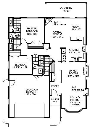 One-Story Ranch Level One of Plan 58773