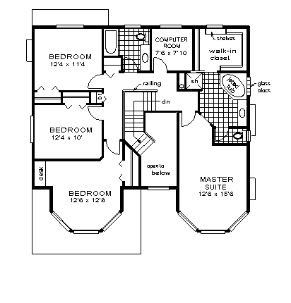 House Plan 58777 Second Level Plan