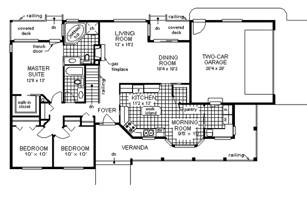 One-Story Ranch Level One of Plan 58787