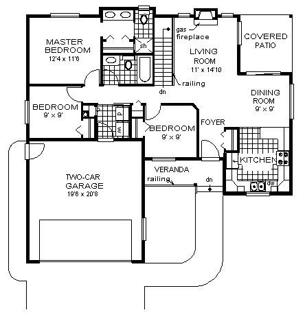 One-Story Ranch Level One of Plan 58791