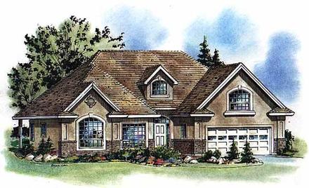 European One-Story Elevation of Plan 58795