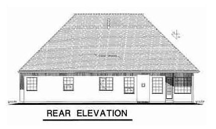 European One-Story Rear Elevation of Plan 58795