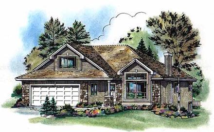 One-Story Ranch Elevation of Plan 58796