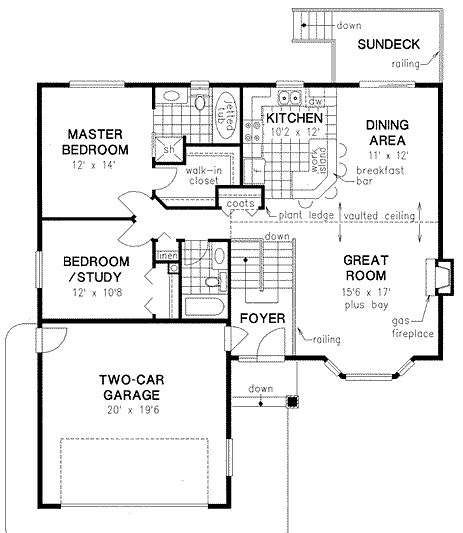 Craftsman One-Story Level One of Plan 58801