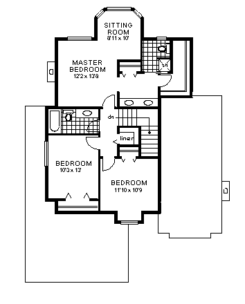 House Plan 58804 Second Level Plan