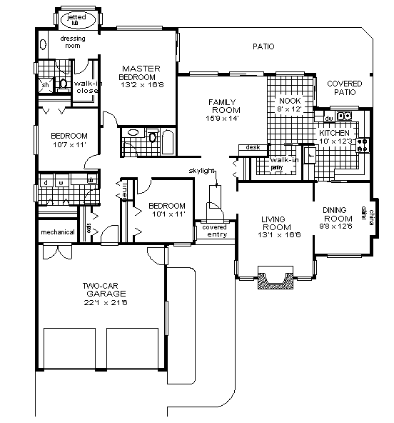 One-Story Ranch Level One of Plan 58807