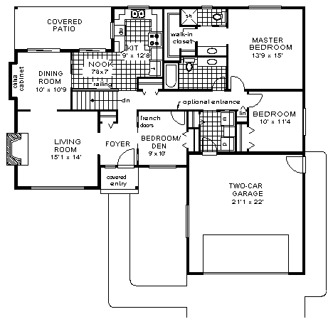 Florida One-Story Level One of Plan 58809