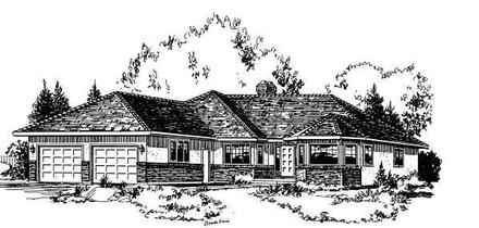One-Story Ranch Elevation of Plan 58811