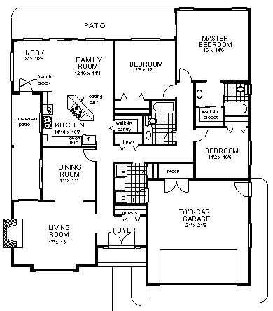 One-Story Ranch Level One of Plan 58812