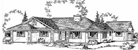 Florida One-Story Elevation of Plan 58815