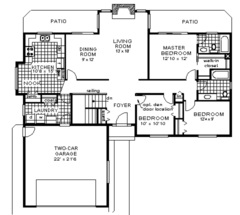 One-Story Ranch Level One of Plan 58821