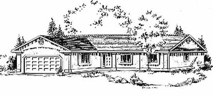 One-Story Ranch Elevation of Plan 58821